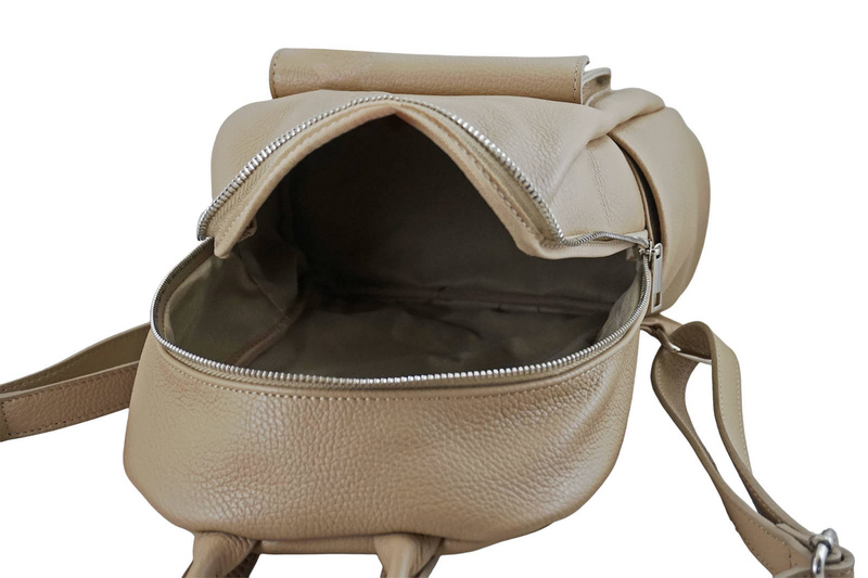 Damski plecak miejski skórzany - Beżowy