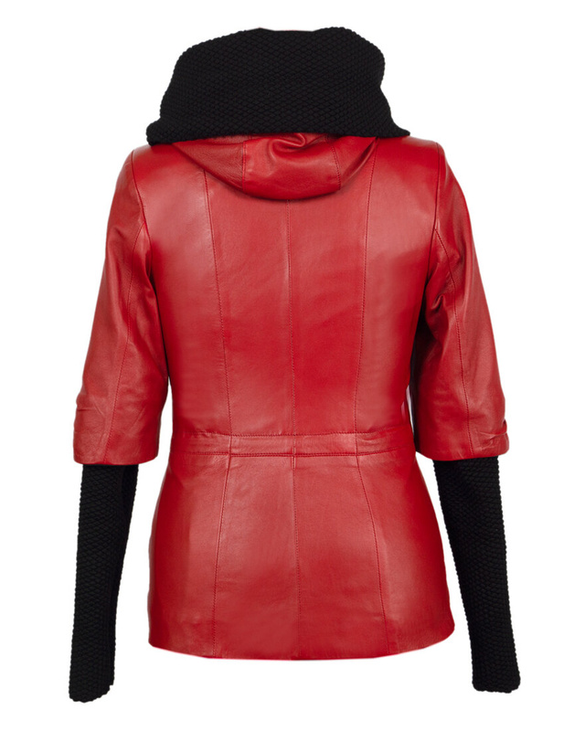 Bukowski Kurtka skórzana damska z odpinanymi rękawami z kapturem