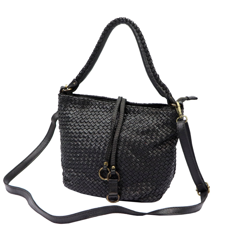 Pleciona damska torebka na ramię z kieszeniami ze skóry naturalnej VS