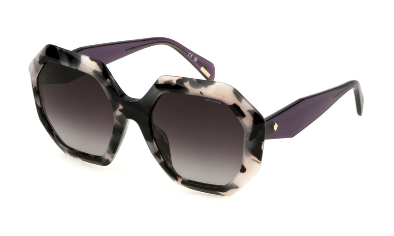 Okulary POLICE SPLM10-540M65. Okulary przeciwsłoneczne, Kolor czarny biały havana. Kobieta.
