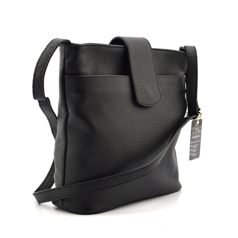 Skórzana damska listonoszka zapinana przez ramię