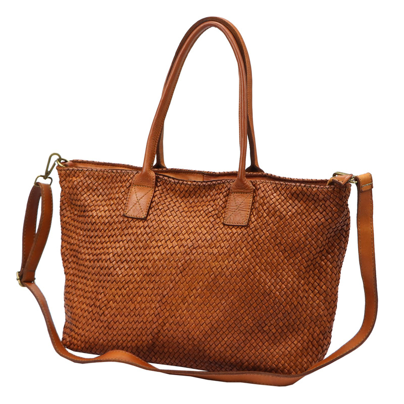 VS Pleciona shopperbag damska Damska torebka na ramię ze skóry naturalnej