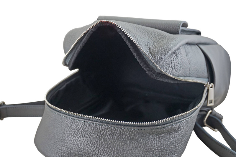 Damski plecak miejski skórzany - Szary ciemny