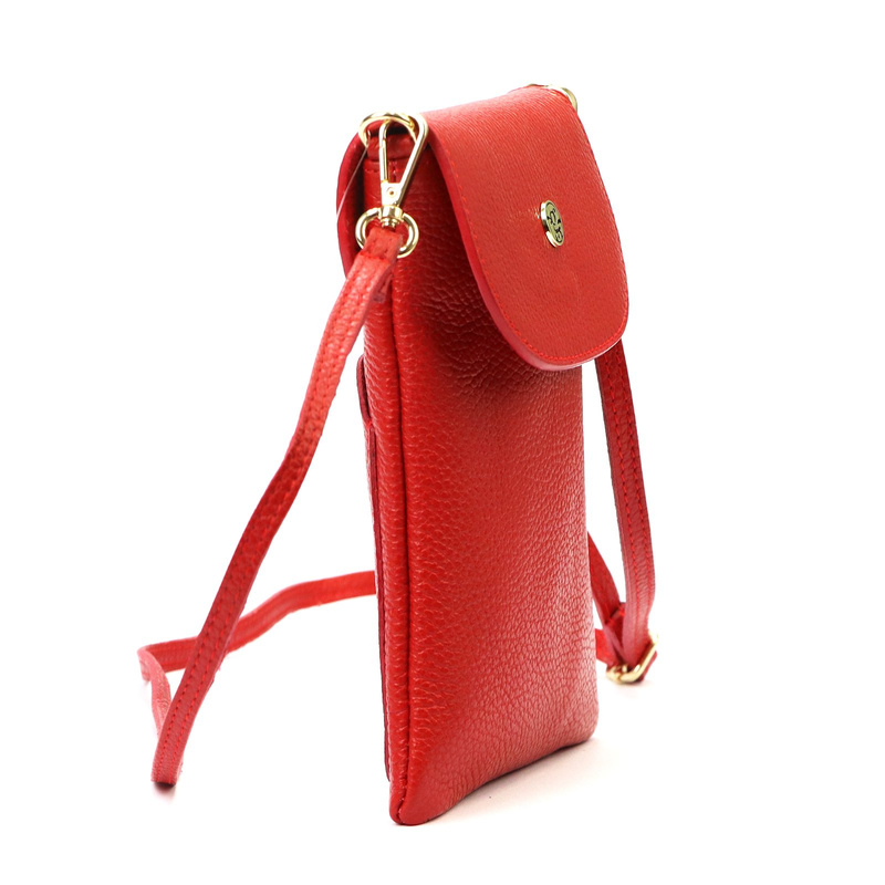 Mała damska listonoszka skórzane etui na telefon z paskiem Gregorio