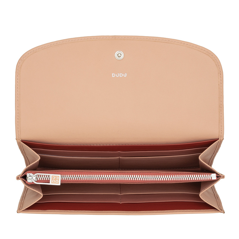 Dudu damska portmonetka skóra naturalna klasyczny podłużny portfel zatrzask