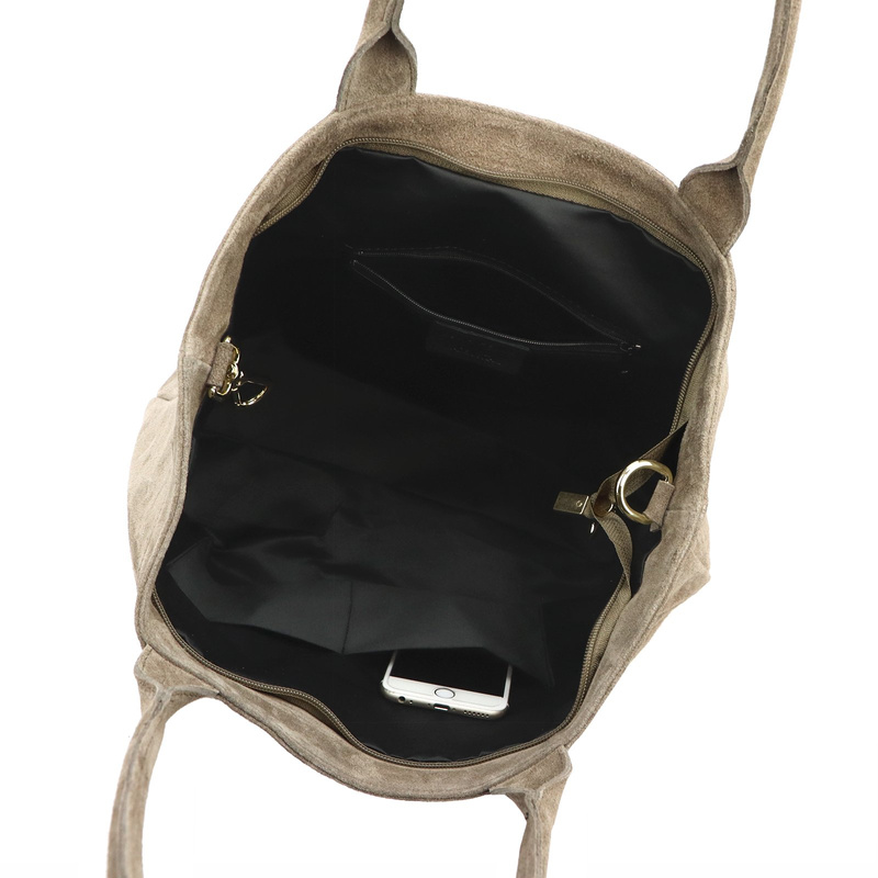 Vera Pelle zamszowa damska shopperbag skóra naturalna torebka na ramię duża