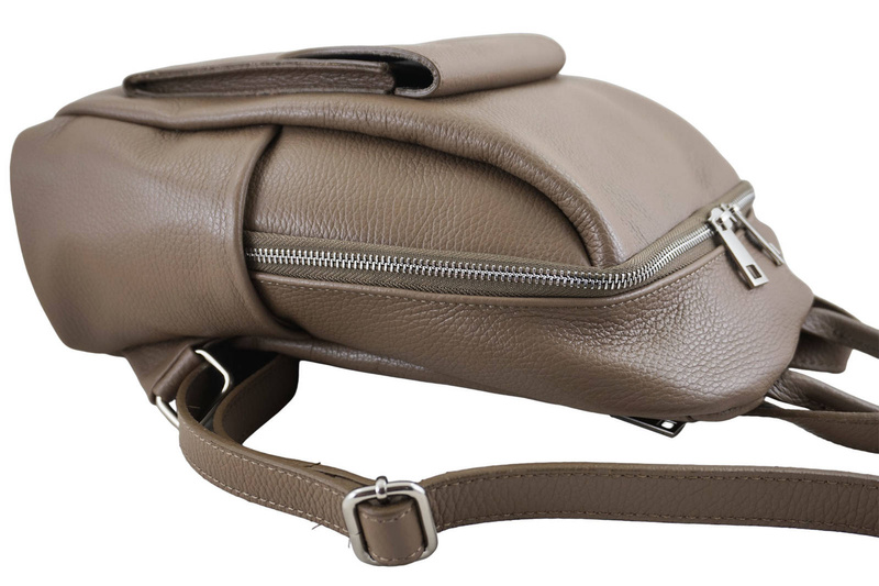 Damski plecak miejski skórzany - Beżowy ciemny