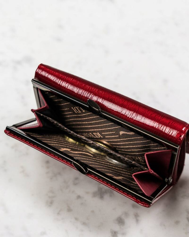 4U Cavaldi Lakierowany Duży portfel damski ze skóry naturalnej portmonetka