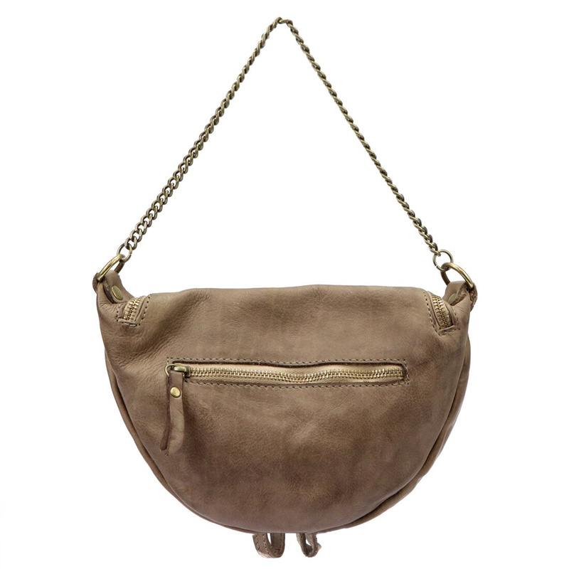 Skórzana Damska listonoszka z łańcuszkiem na ramię i z dopinanym paskiem