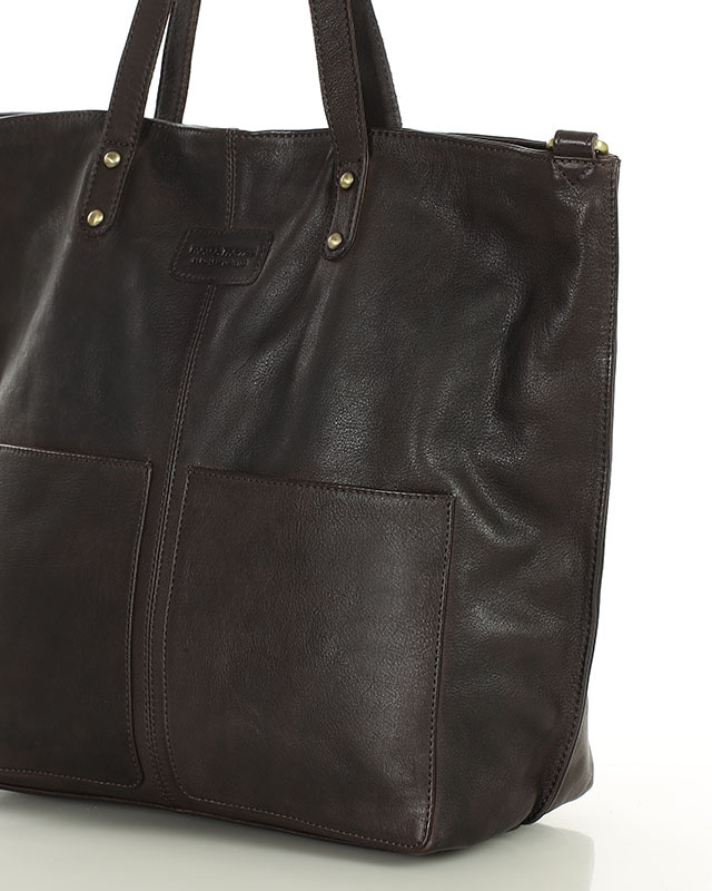 Torebka skórzana brązowa czekoladowa duża typu shopper - MARCO MAZZINI