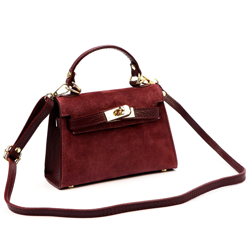 Skórzana Zamszowa damska mała listonoszka torebka na ramię z uchwytem Luka