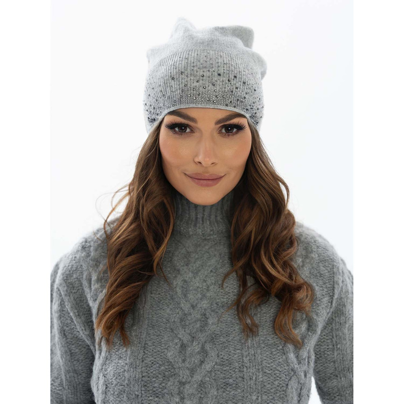 Ciepła czapka beanie z błyszczącymi kryształkami - Peterson
