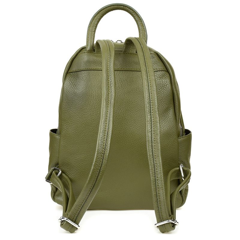 Granatowy Włoski Plecak Skórzany A4 damski dużo kieszeni C79