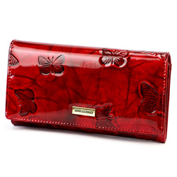 Podłużny Skórzany damski portfel w motyle Gregorio