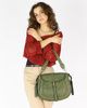 Marco Mazzini Torebka classic saddle bag ze skóry naturalnej na ramie zielony militare