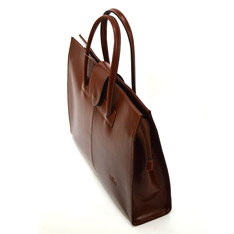 Damska duża skórzana aktówka na dokumenty kuferek