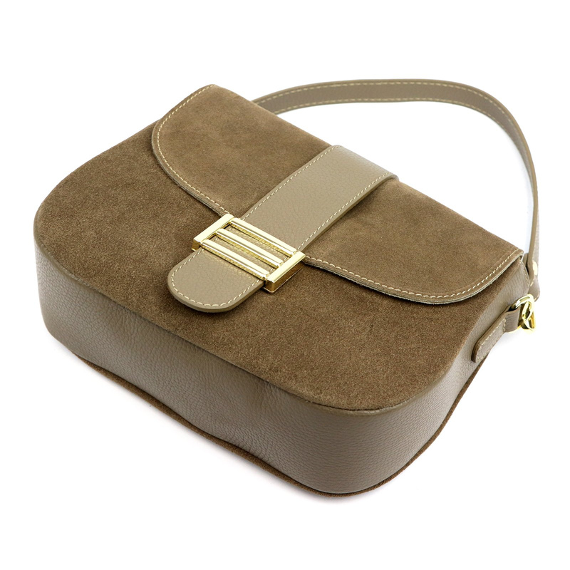 Vera Pelle Damska skórzana listonoszka torebka przez ramię z kieszenią