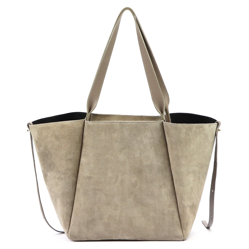 Damska duża skórzana zamszowa shopperbag z wyjmowaną kosmetyczką Luka