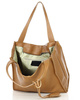 Modna torebka damska skórzany shopper bag - MARCO MAZZINI Portofino Max camel