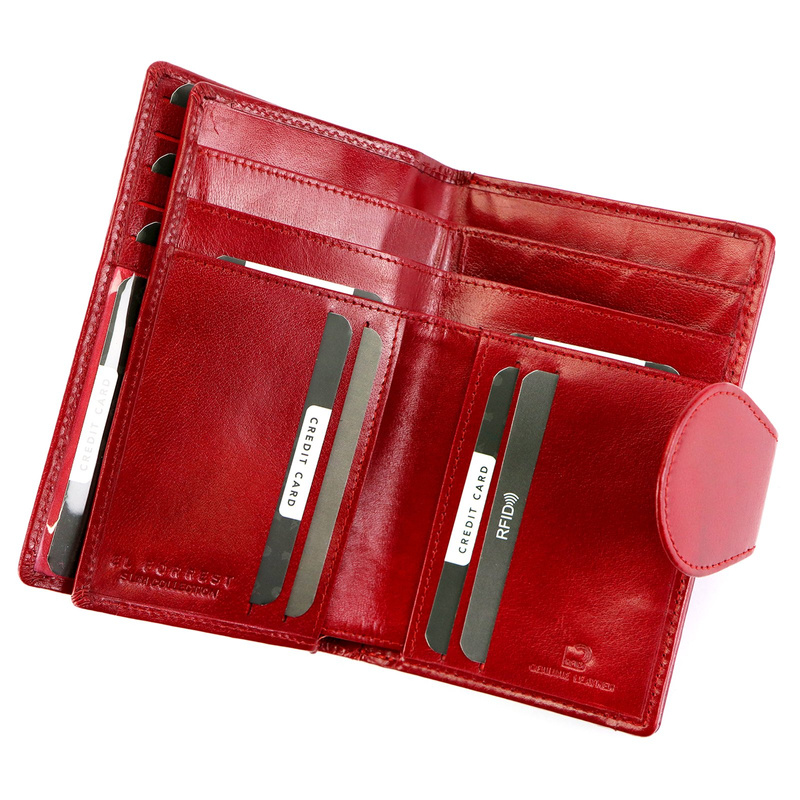 EL FORREST damski portfel skóra naturalna pionowa portmonetka duża zatrzask