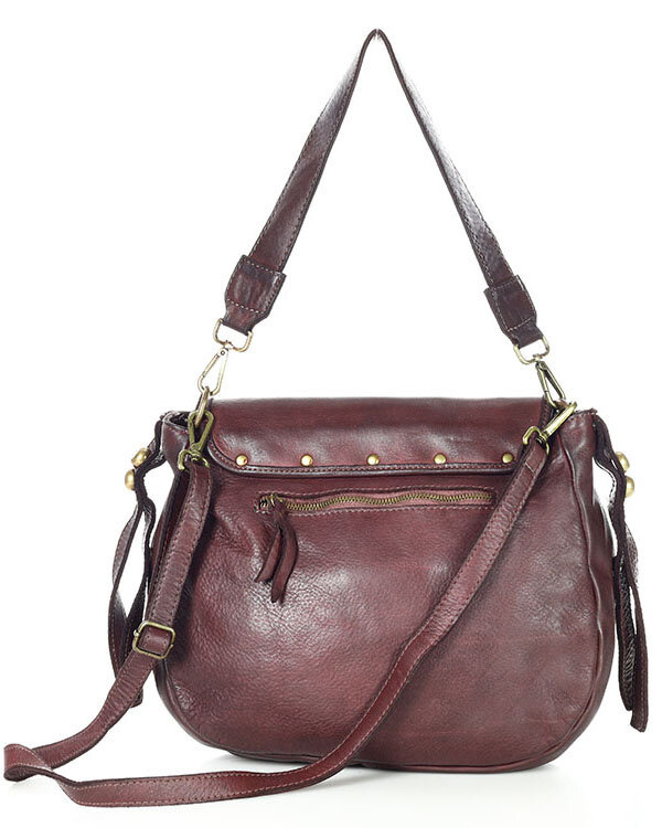 Marco Mazzini Torebka classic saddle bag ze skóry naturalnej na ramie bordowa
