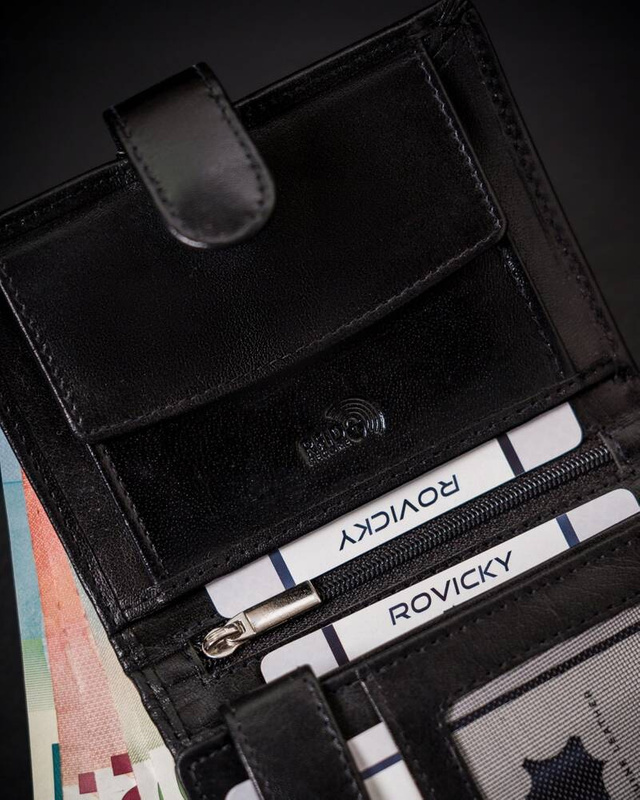 Duży Skórzany portfel męski system RFID Rovicky