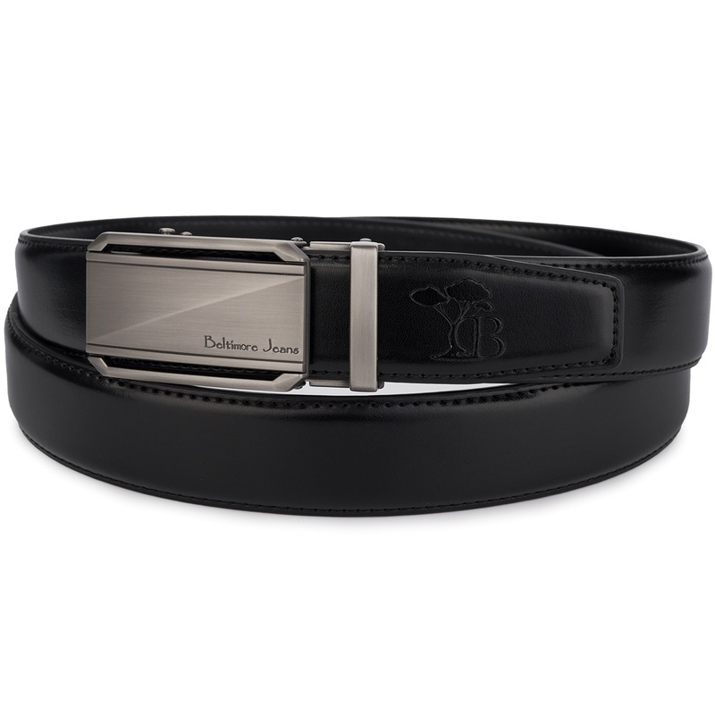 Pasek męski skórzany klamra automatyczna czarny Beltimore A51 : Kolory - granatowy, Rozmiar pasków - r.100-115 cm