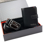 Pierre Cardin męski zestaw na prezent portfel i pasek do spodni skórzany