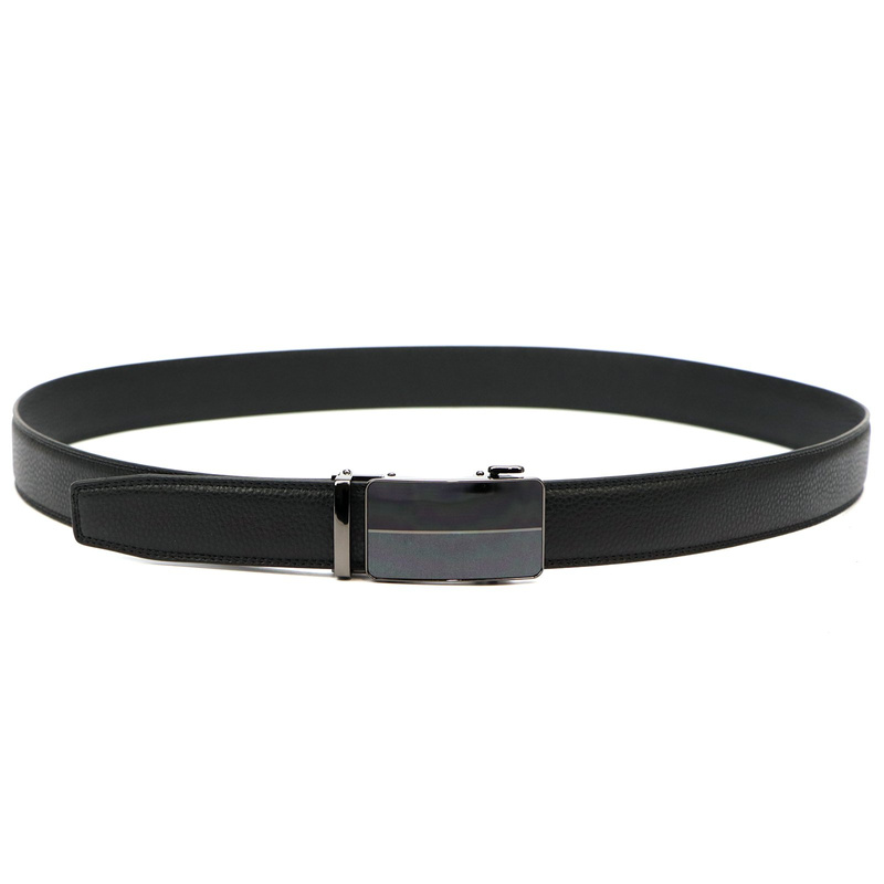 Nordee czarny męski pasek do spodni skóra naturalna z zaciskową klamrą