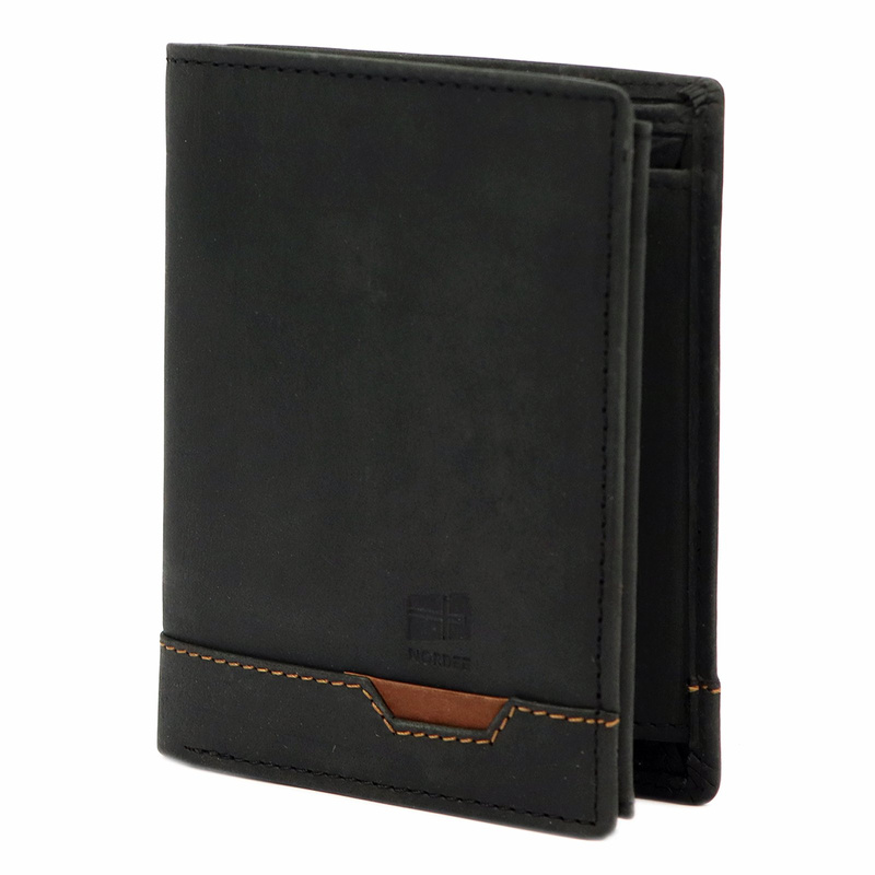 Nordee męski portfel skóra naturalna pionowa portmonetka składana duża