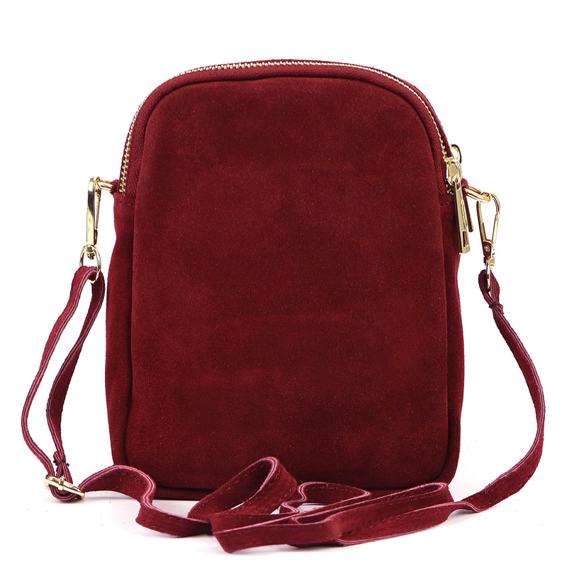 Luka Mała damska dwukomorowa listonoszka skórzana zamszowa przez ramię