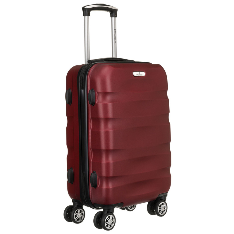 Bordowa walizka z tworzywa ABS+ wyposażona w szyfrowany zamek - Peterson