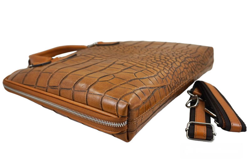 Torba na laptopa damska skórzana Barberinis - Brązowa jasna