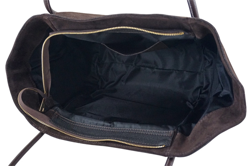 Barberinis - torebka duża zamszowa na ramię - Brązowa ciemna