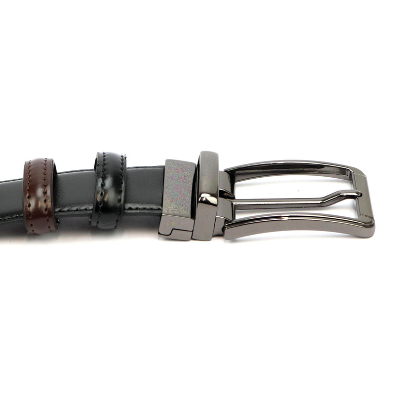 męski pasek z prawdziwej skóry Nordee BN001 BLACK/BROWN 2SIDED