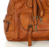 Pojemna torba damska na ramię z kieszeniami skóra naturalna - MARCO MAZZINI brąz camel