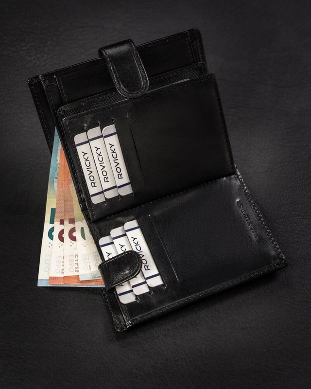 Skórzany duży rozbudowany portfel Rovicky z RFID