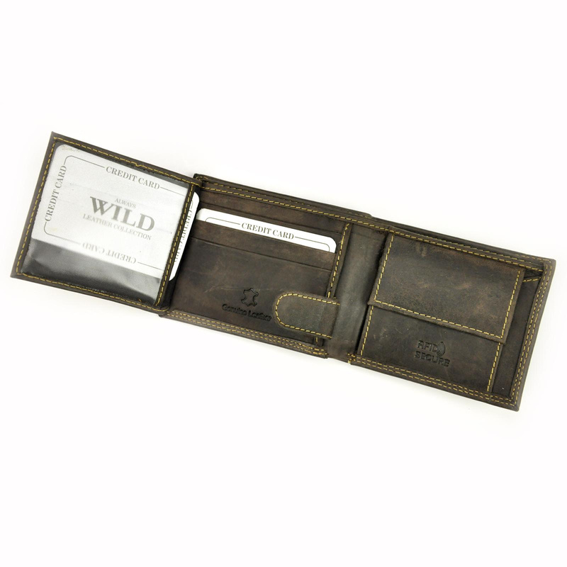 Skórzany męski portfel Wild N0035-CHM RFID