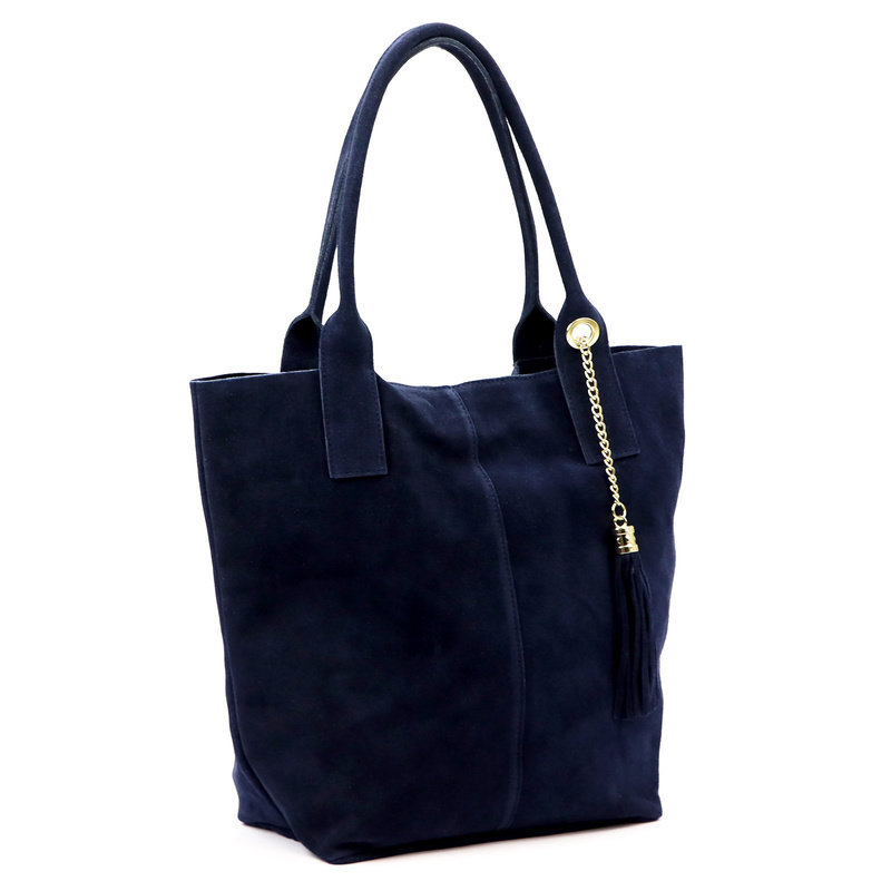 Vera Pelle zamszowa damska shopperbag skóra naturalna torebka na ramię