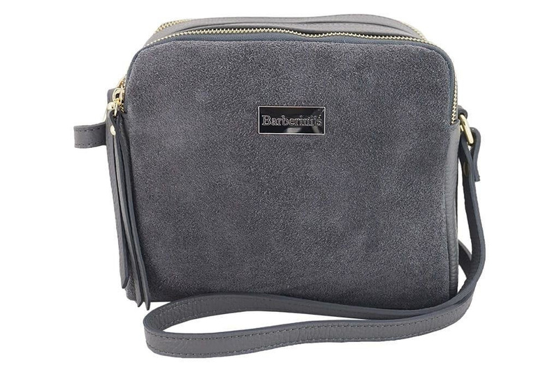 Damska skórzana listonoszka włoska - Szara jasna