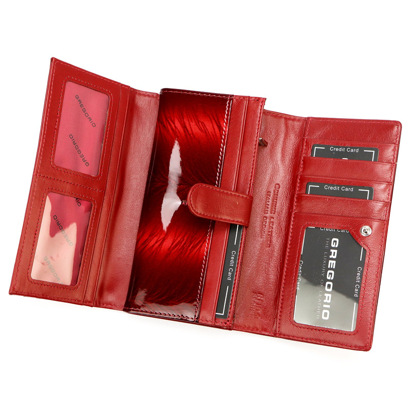 Gregorio duży damski portfel skóra naturalna lakierowana portmonetka