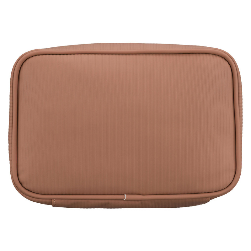 Praktyczna kosmetyczka z tkaniny syntetycznej w beżowym kolorze, jednokomorowa - Peterson