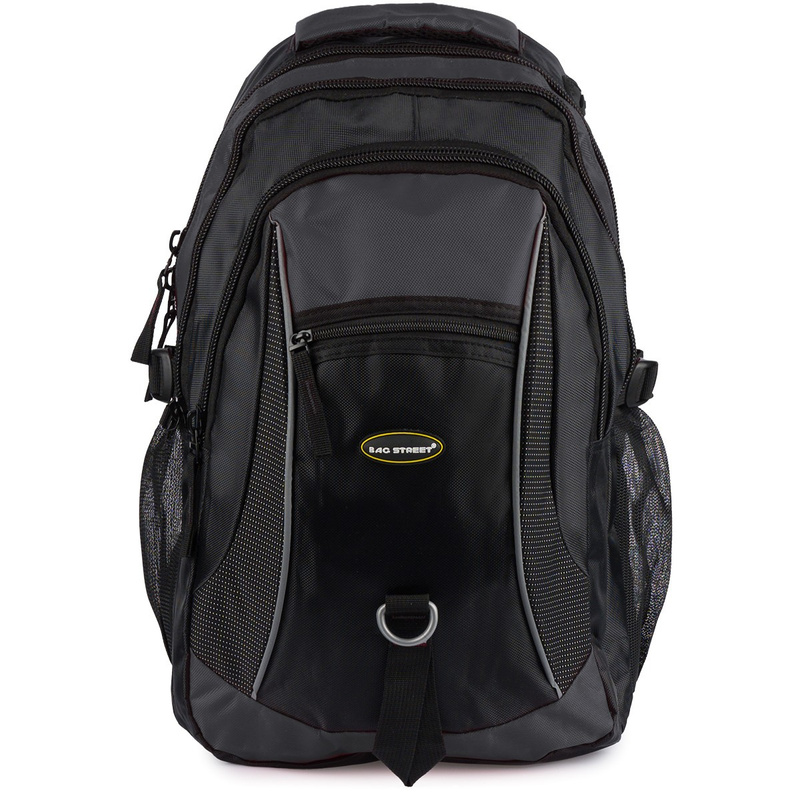 SZARO-CZARNY Solidny 3KOMOROWY plecak miejski SPORTOWY duży M83