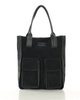 Torebka zamszowa shopper bag z kieszeniami skóra naturalna - MARCO MAZZINI czarny