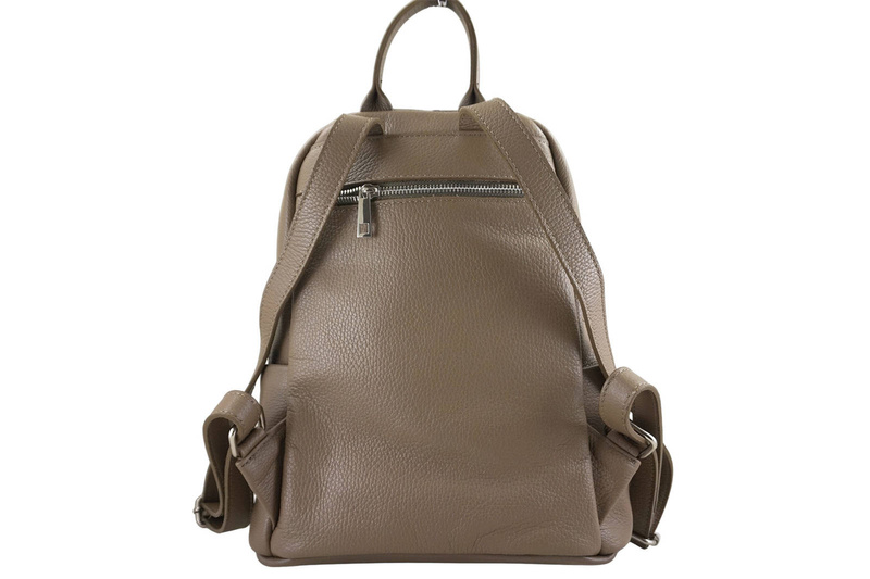 Damski plecak miejski skórzany - Beżowy ciemny