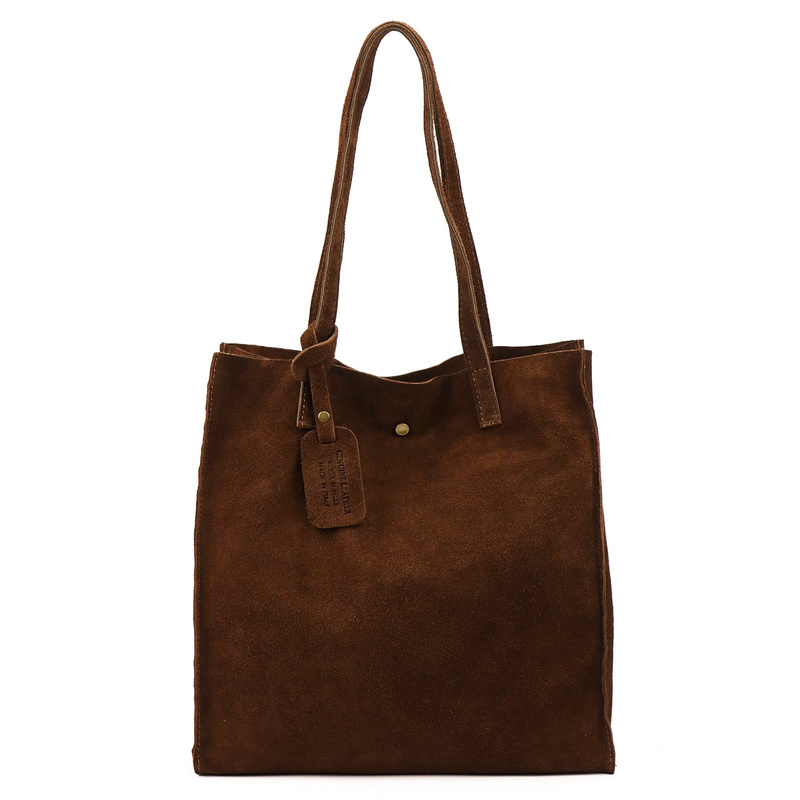 Luka Zamszowa duża damska shopperbag torebka na ramię z kosmetyczką