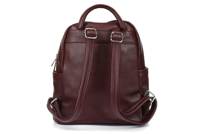 Pudrowy róż Włoski Plecak Skórzany A4 damski pojemny solidny C78