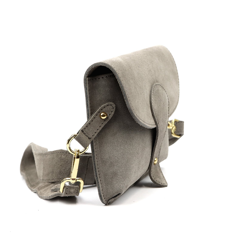 Luka zamszowa damska listonoszka torebka na ramię skórzana z kieszenią