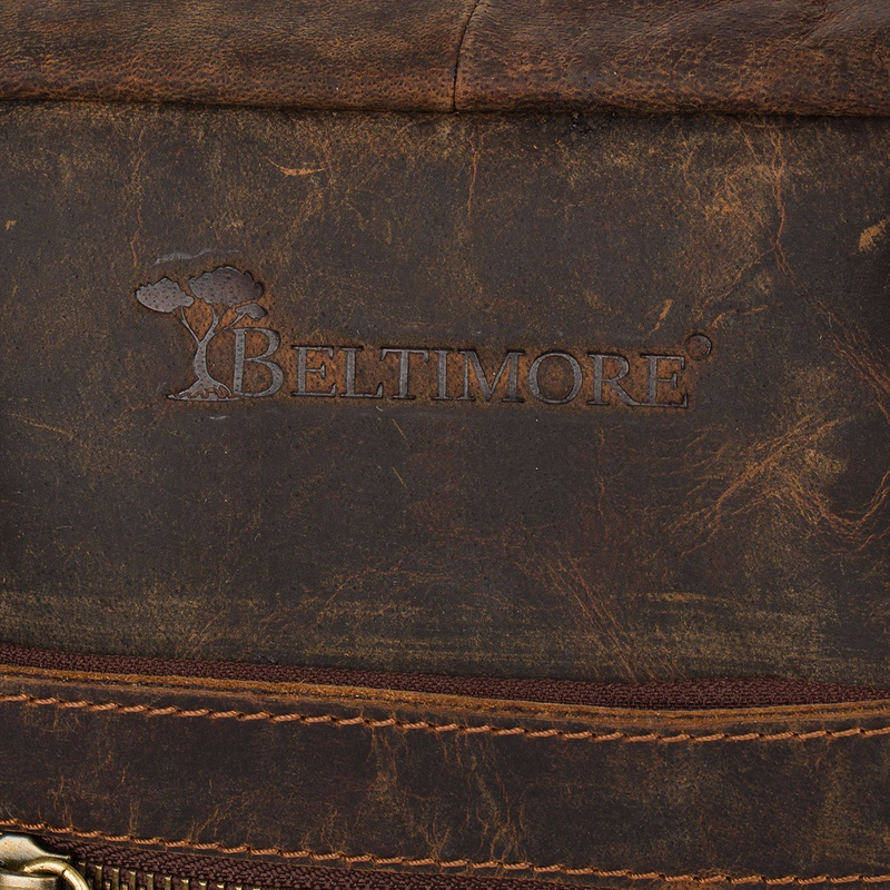 Duża solidna skórzana torba Beltimore na laptopa dokumenty brązowa nubuk M88