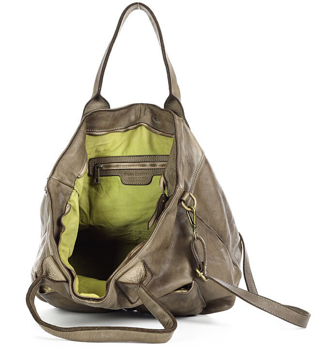 Torebka skórzana shopper bag - MARCO MAZZINI beż taupe